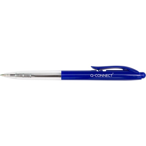 Q-CONNECT The Clicker stylo bille, retractable, medium, boîte de 20 pièces, bleu