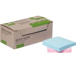 Q-CONNECT Quick Notes Recycles pastel, ft 76 x 76 mm, boîte de 12 pièces en couleurs assorties