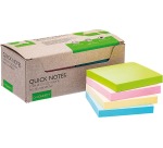 Q-CONNECT Quick Notes Recycles pastel, ft 76 x 76 mm, boîte de 12 pièces en couleurs assorties