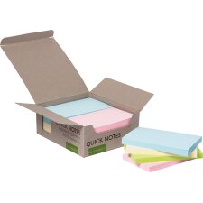 Q-CONNECT Quick Notes Recycled pastel, ft 76 x 127 mm, 100 vel, doos van 12 stuks in geassorteerde kleure