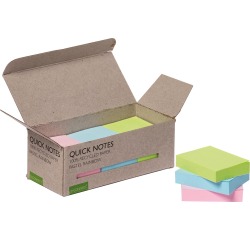 De_bloc de notas adhesivas quita y pon q-connect 38x51 mm 100% papel reciclado colores pasteles en caja de carton