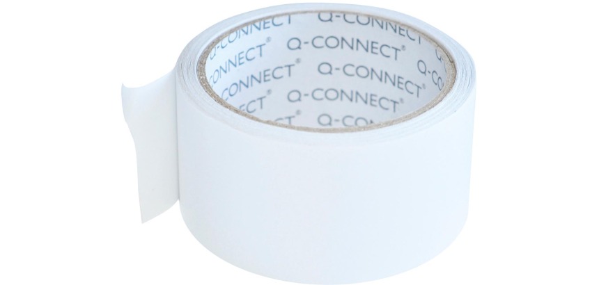 Q-CONNECT vinyl tape, dubbelzijdig, 50 mm x 10 m, 90 micron, transparant