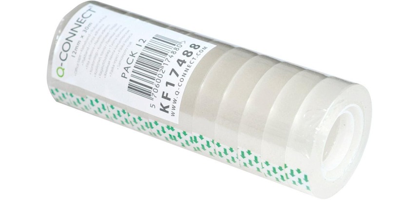 Q-CONNECT ruban adhésif, PP, ft 12 mm x 30 m, paquet de 12 pièces