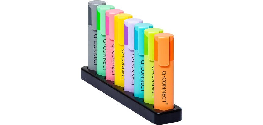 Q-CONNECT Pastell-Textmarker, Tischset, 8 verschiedene Farben