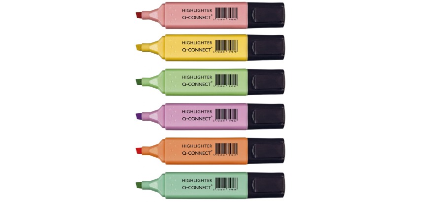 Q-CONNECT pastel highlighter, assorted colors, pack of 6 pieces
