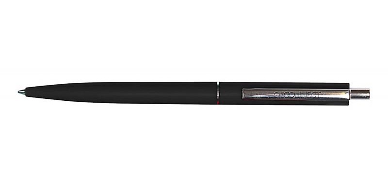 Q-CONNECT Stift, 0,7 mm, mittlere Spitze, Metallclip, schwarz, Schachtel mit 50 Stück