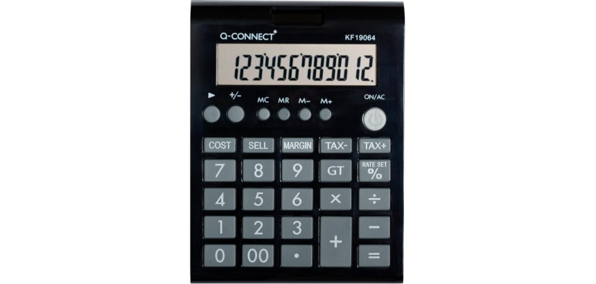 Q-CONNECT calculatrice de bureau KF19064, 12 chiffres, noir