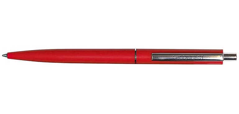 Q-CONNECT Stift, 0,7 mm, mittlere Spitze, Metallclip, rot, Schachtel mit 20 Stück