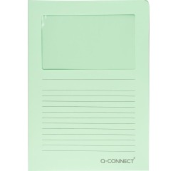 Q-CONNECT L-map met venster, 120 g/m², A4, pak van 100 stuks, lichtgroen