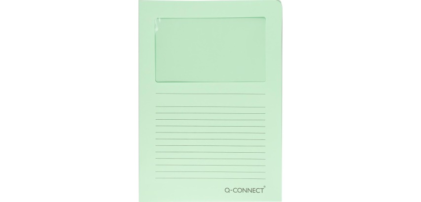 Q-CONNECT L-map met venster, 120 g/m², A4, pak van 100 stuks, lichtgroen