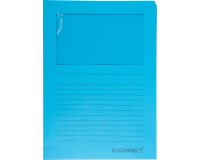 Q-CONNECT pochette coin à fenêtre, 120 g/m², A4, paquet de 100 pièces, bleu