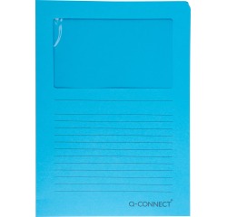 Q-CONNECT pochette coin à fenêtre, 120 g/m², A4, paquet de 100 pièces, bleu