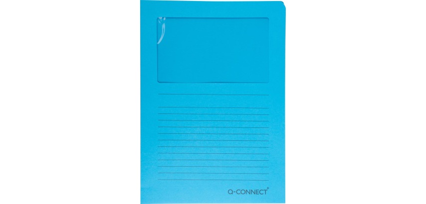 Q-CONNECT corner pocket with window, 120 gsm, A4, pack of 100 pieces, blue