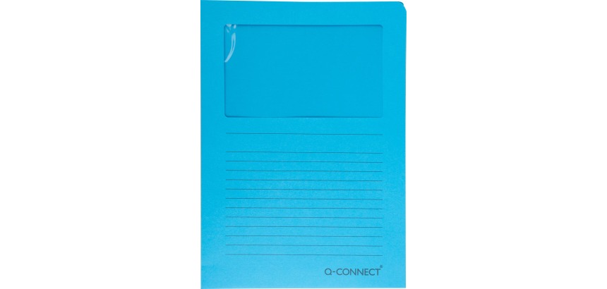 Q-CONNECT pochette coin à fenêtre, 120 g/m², A4, paquet de 100 pièces, bleu