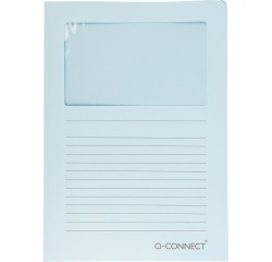 Q-CONNECT pochette coin à fenêtre, 120 g/m², A4, paquet de 100 pièces, bleu clair