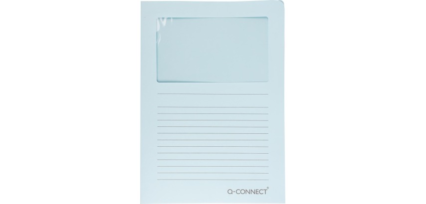 Q-CONNECT corner pocket with window, 120 g/m², A4, pack of 100 pieces, light blue