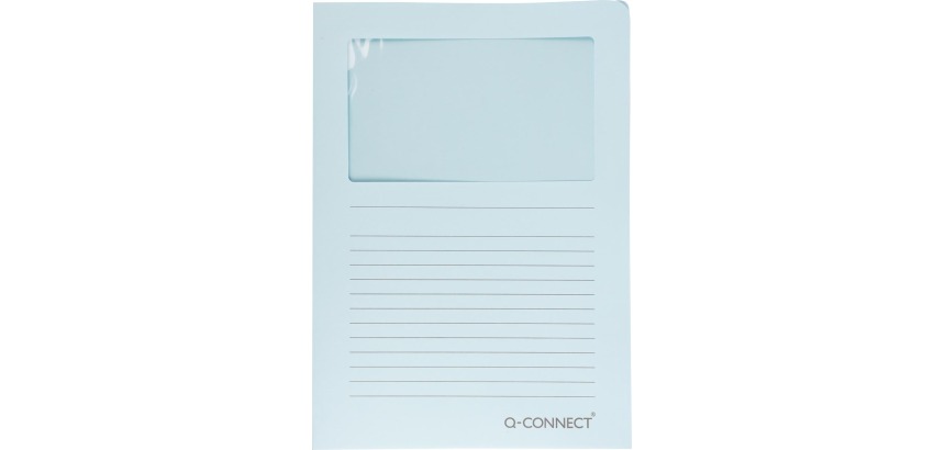 Q-CONNECT corner pocket with window, 120 g/m², A4, pack of 100 pieces, light blue
