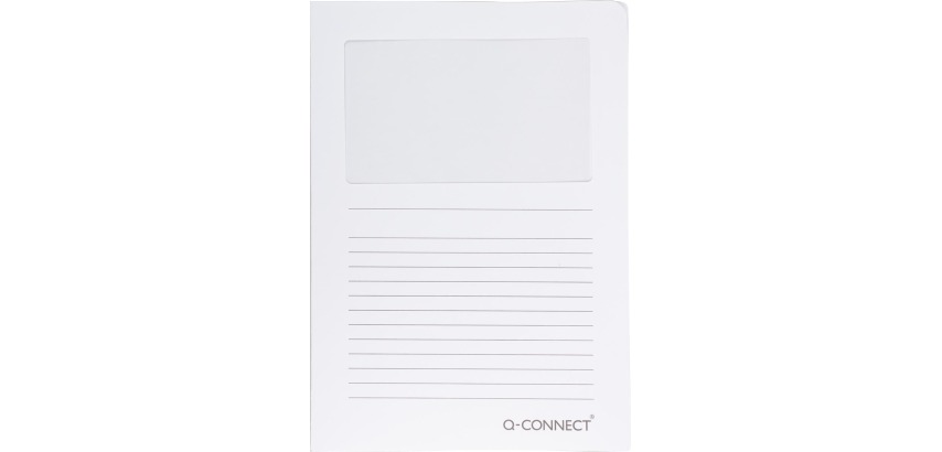 Q-CONNECT Eckhülle mit Fenster, 120 g/m², A4, Packung mit 100 Stück, weiß
