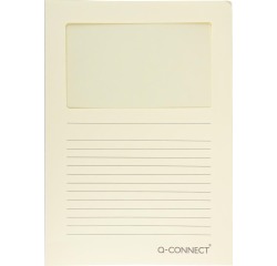 Q-CONNECT pochette coin à fenêtre, 120 g/m², A4, paquet de 100 pièces, jaune clair