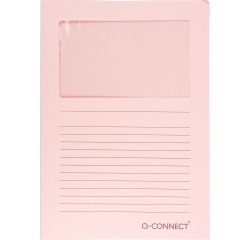 Q-CONNECT pochette coin à fenêtre, 120 g/m², A4, paquet de 100 pièces, rose clair