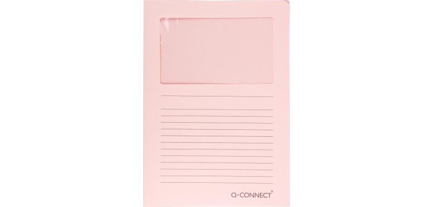 Q-CONNECT window corner pouch, 120 g/m², A4, pack of 100 pieces, light pink