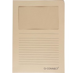 Q-CONNECT pochette coin à fenêtre, 120 g/m², A4, paquet de 100 pièces, kraft