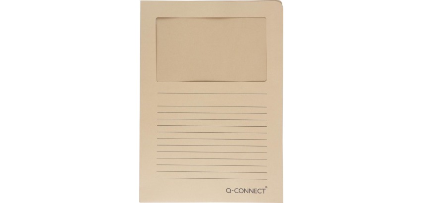 Q-CONNECT Eckentasche mit Fenster, 120 g/m², A4, Packung mit 100 Stück, Kraftpapier