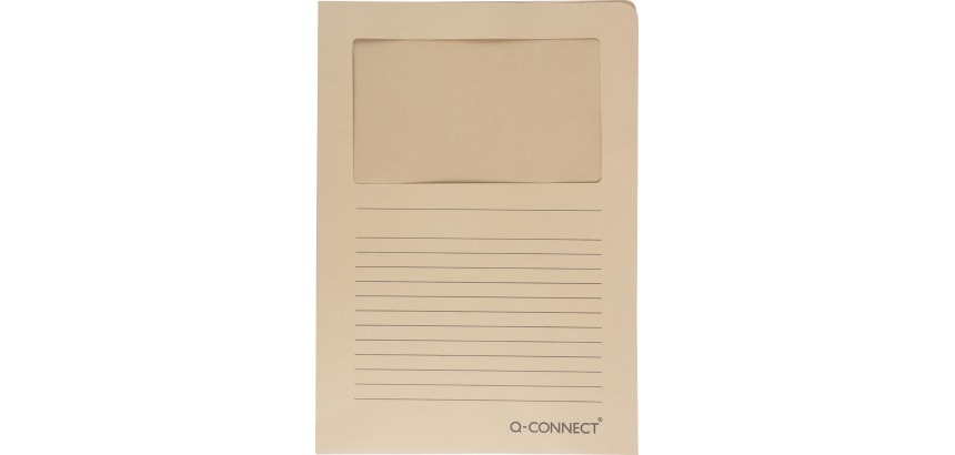Q-CONNECT window pocket file, 120 g/m², A4, pack of 100 pieces, kraft