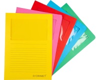 Q-CONNECT pochette coin à fenêtre, 120 g/m², A4, paquet de 100 pièces, couleurs foncées assorties