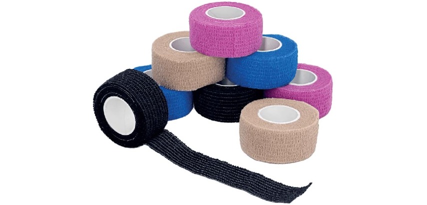 Q-CONNECT bandage pour les doigts, 2,5 cm x 4,5 m, boîte de 8 rouleaux en couleurs assorties