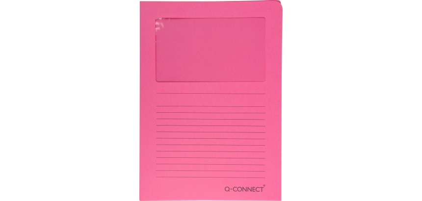 Q-CONNECT window corner pouch, 120 gsm, A4, pack of 100 pieces, pink