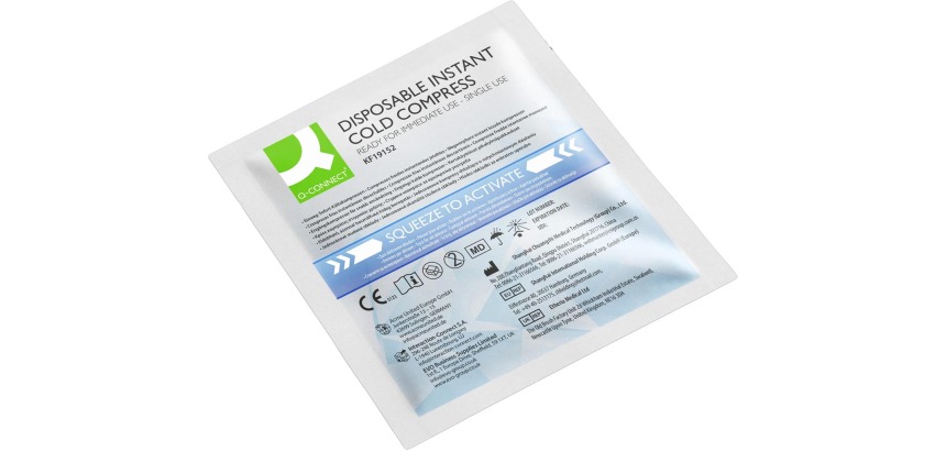 Q-CONNECT cold compress, 13 x 14 cm, single use, box of 10 pieces