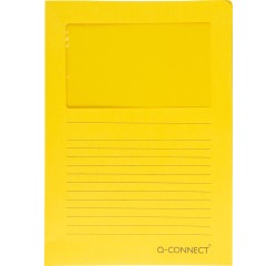 Q-CONNECT pochette coin à fenêtre, 120 g/m², A4, paquet de 100 pièces, jaune