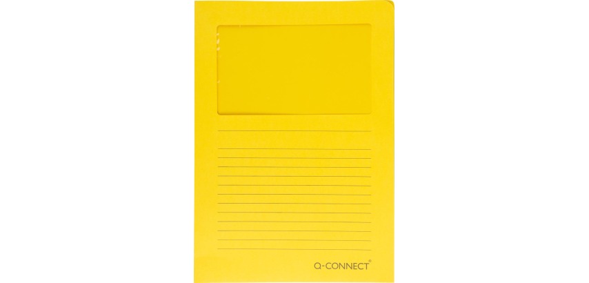 Q-CONNECT pochette coin à fenêtre, 120 g/m², A4, paquet de 100 pièces, jaune