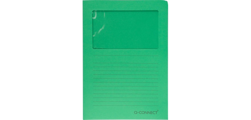 Q-CONNECT pochette coin à fenêtre, 120 g/m², A4, paquet de 100 pièces, vert