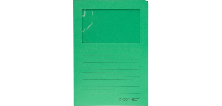 Q-CONNECT Sichthülle mit Fenster, 120 g/m², A4, Packung mit 100 Stück, grün