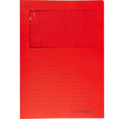 Q-CONNECT pochette coin à fenêtre, 120 g/m², A4, paquet de 100 pièces, rouge