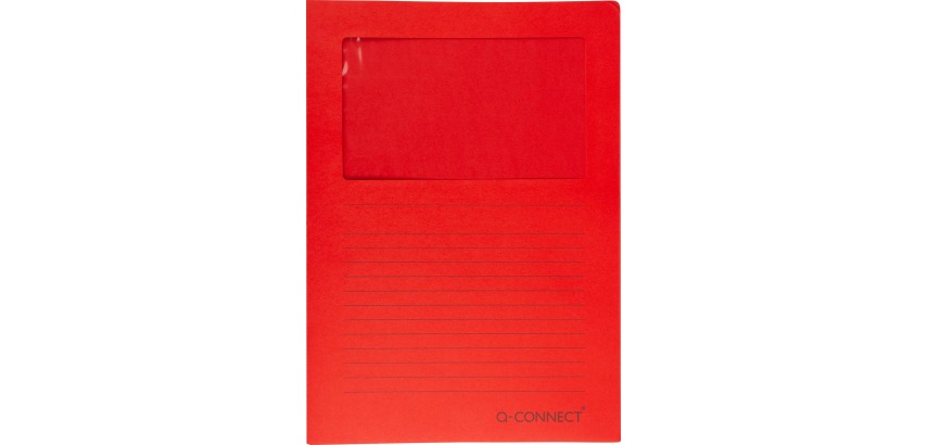 Q-CONNECT corner pocket with window, 120 gsm, A4, pack of 100 pieces, red