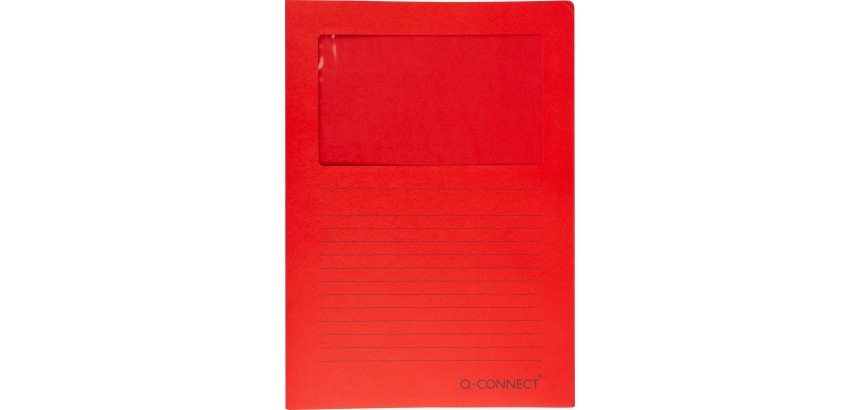 Q-CONNECT corner pocket with window, 120 gsm, A4, pack of 100 pieces, red
