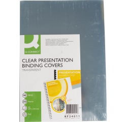 En_tapa de encuadernacion q-connect pvc din a4 incolora 250 mc caja de 100 unidades