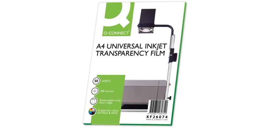 Q-CONNECT transparents de rétroprojections pour imprimantes à jet d'encre, ft A4, paquet de 50 feuilles