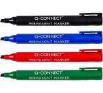 Q-CONNECT marqueur permanent, 2-5 mm, pointe biseautée, couleurs assorties, étui de 4 pièces