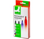 Q-CONNECT marqueur permanent, 2-5 mm, pointe biseautée, couleurs assorties, étui de 4 pièces