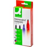 En_rotulador q-connect marcador permanente estuche de 4 colores surtidos punta biselada 5 mm
