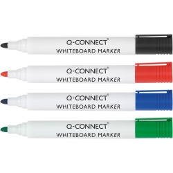 Q-CONNECT whiteboardmarker, in geassorteerde kleuren, doosje van 4 stuks