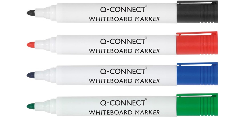 Q-CONNECT marqueur pour tableaux blancs, en couleurs assorties, boîte de 4 pièces