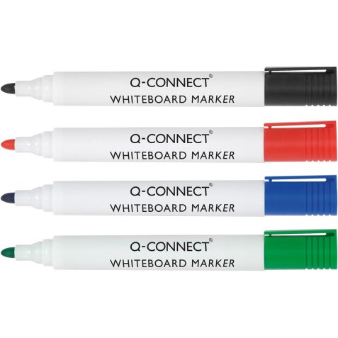 Q-CONNECT marqueur pour tableaux blancs, en couleurs assorties, boîte de 4 pièces