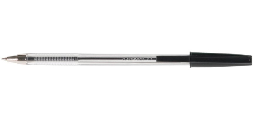 Q-CONNECT ballpoint pen, with cap, 0.7 mm, medium tip, black