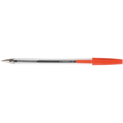 Q-CONNECT stylo bille, avec capuchon, 0,7 mm, pointe moyenne, rouge