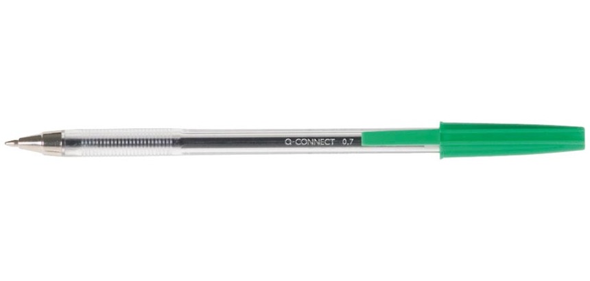 Q-CONNECT ballpoint pen, with cap, 0.7 mm, medium point, green